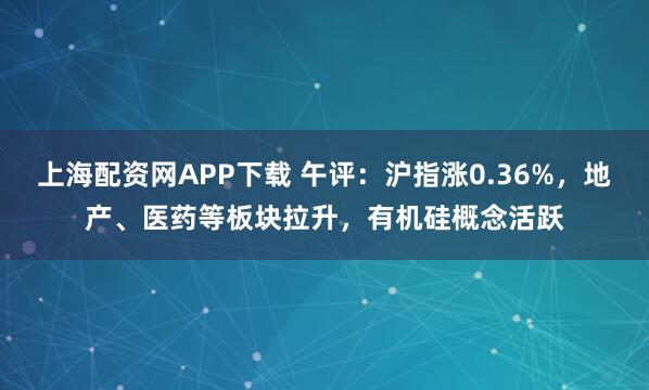 上海配资网APP下载 午评：沪指涨0.36%，地产、医药等板块拉升，有机硅概念活跃